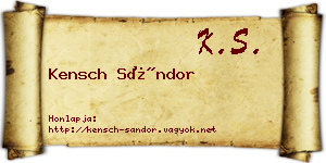 Kensch Sándor névjegykártya